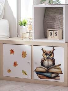 1入組卡通彩色貓頭鷹樹葉馬桶蓋貼紙,適用於臥室,書房,櫥櫃裝飾 - 彩色 - 查看 5