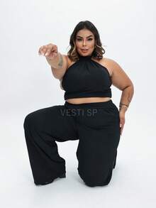 Plus Size Co-Ords - Black - View 1