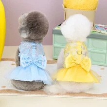 Spring/Summer New Lace Skirt 24 Butterfly Leash Skirt, Pet Dress, Cat Princess Dress, Doll Dress, New Striped Casual Dress, Dog Clothes, Teddy Clothes, Fashion Princess Dress, Printed Princess Leash Dress - Purple - View 3