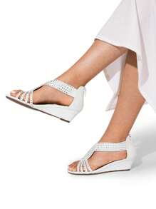 Women's Wedge Sandals Open Toe Rhinestone Fashion Comfortable For Party Wedding Dress Summer Shoes