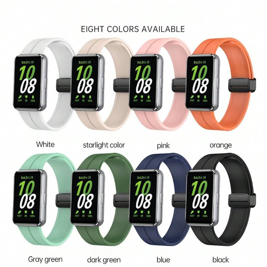 單色矽膠手錶帶，配有折疊扣，適用於三星Fit3 - 均碼 - 查看 1