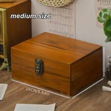 Caja Japonesa De Almacenamiento De Madera Vintage Bloqueable Para Documentos Y Otros Objetos, Material De Madera Sólida, Organizador De Joyas - Marrón - Ver 7