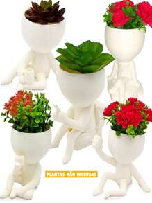 Vaso Suculenta Robert Plant Bob - Kit Com 5 Vasos Suculentas - KIT 2 - EXCLUSIVO DECORE A SUA CASA