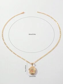 1入時尚簡約手繪聖母靈芝項鍊,適合送禮、情侶、朋友、日常穿著、節日、禱告