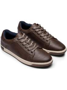 SHOESMALL Men's Dark Brown Sneakers Fashion Casual Brown Shoes Dress Sneakers Oxford Shoes - 鏽棕色 - 查看 2