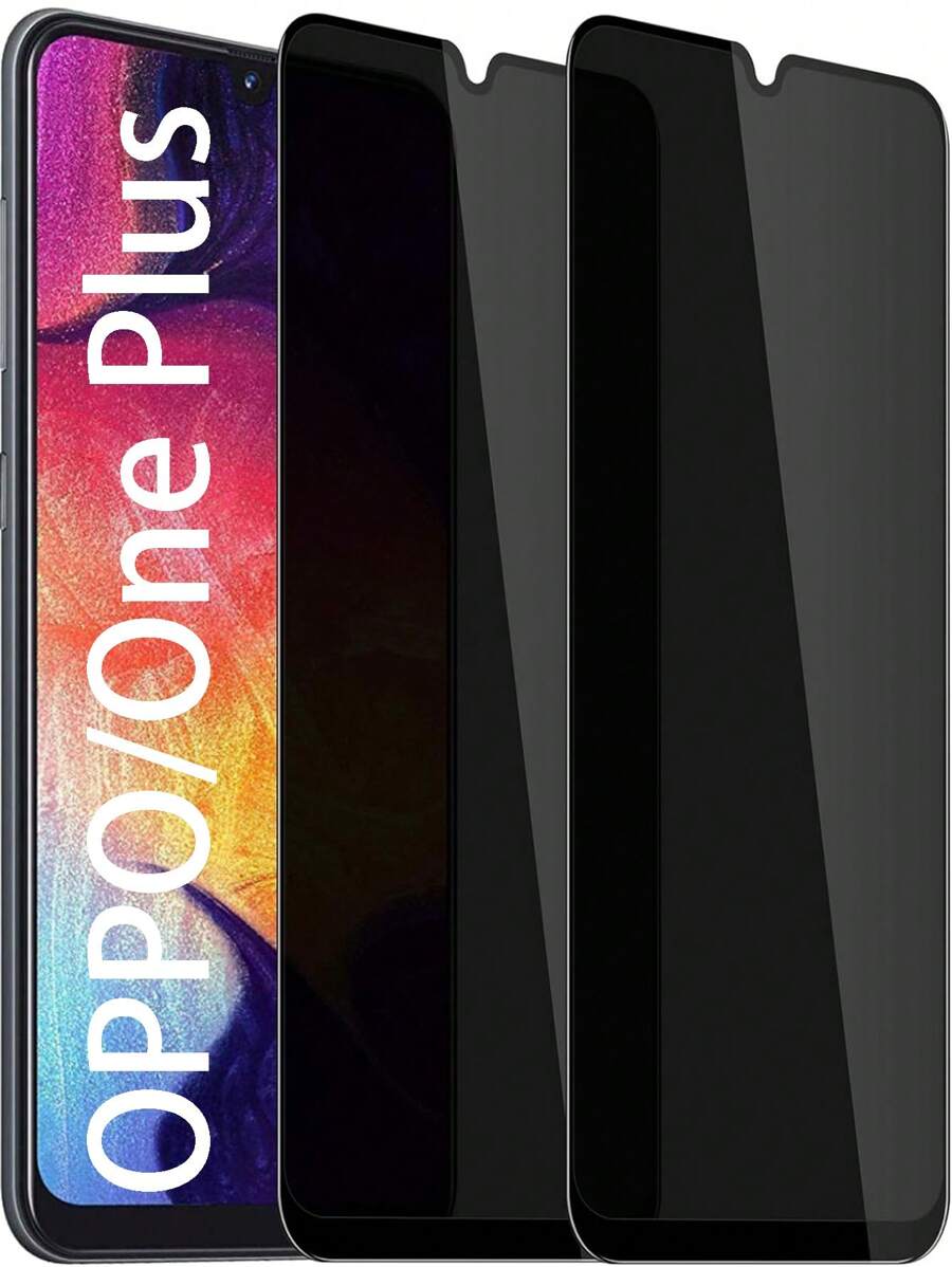 2 件适用于 Oppo 和 OnePlus 的隐私屏幕保护膜，防窥视防静电防碎防指纹防油防爆五合一保护，38° 防偷窥全屏覆盖，无边框钢化玻璃膜适用于 Oppo；超薄边框零阻挡高铝玻璃膜，高透明度防眩光无气泡超清晰光滑触摸感应手机配件适用于 OnePlus；1：1 精密贴合易于安装的外壳和薄膜友好升级保护膜适用于 OnePlus 和 Oppo，专业防碎硬包装 - 深灰色 - 查看 1