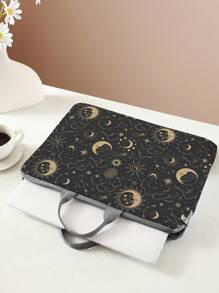 Star & Moon Pattern Laptop Sleeve, Laptop Bag, Laptop Case, Tablet Pouch, Laptop Zipper Sleeve, Computer Bag, School/Business/Office Laptop Bag, Classroom Organizer Bag - Black - View 5