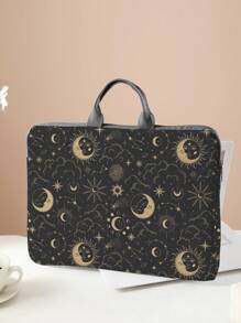 Star & Moon Pattern Laptop Sleeve, Laptop Bag, Laptop Case, Tablet Pouch, Laptop Zipper Sleeve, Computer Bag, School/Business/Office Laptop Bag, Classroom Organizer Bag - Black - View 4