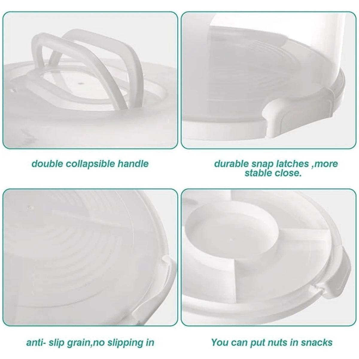 Top Shelf Elements Round Cake Carrier Two Sided Holder Serves As Five