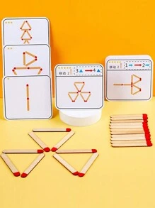 1pc Matches Puzzle Game Wooden Toys DIY, Math Geometry Board Game Thinking Match Logic Training Educational Toys, For KidsLearning Hobbies - Multicolor - View 4