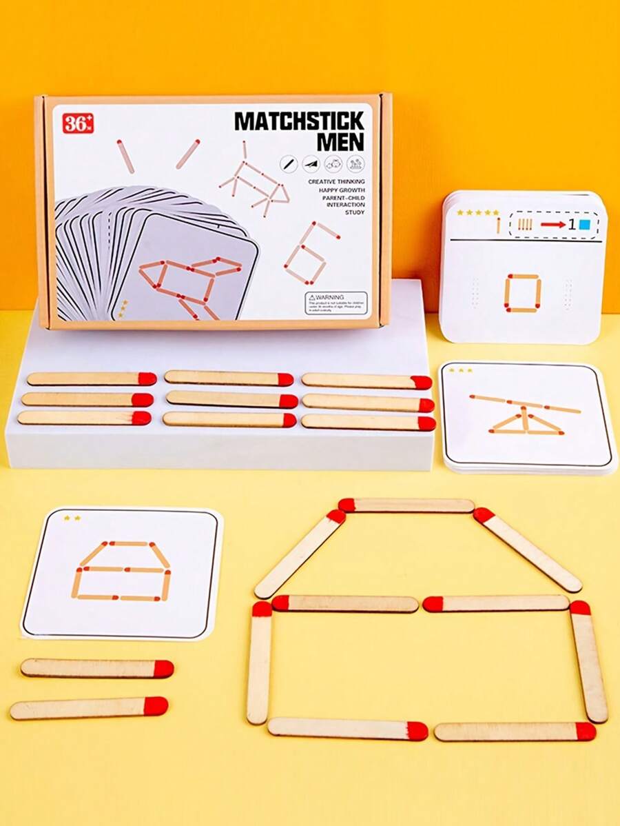 1pc Matches Puzzle Game Wooden Toys DIY, Math Geometry Board Game Thinking Match Logic Training Educational Toys, For KidsLearning Hobbies