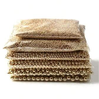 30-500入組18k鍍金夾線珠,適用於製作珠寶手鐲,圓形手鐲珠,小球鍍金珠串珠項鍊珠寶批發手工製作2-12mm