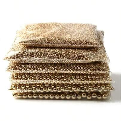 30-500 Peças Separador De Contas Para Pulseiras De Joias Feitas De Ouro 18k, Contas Redondas Para Pulseiras, Pequenas Contas De Bola De Ouro Para Preço Por Atacado De Suprimento De Joias A Granel De Cordão De Pulseira Colar 2-12mm