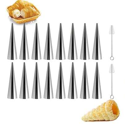 5/9/14/18pcs Stainless Steel Cone Shaped Danish Pastry, Croissant, Horn Bread Tube