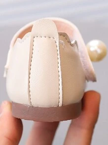 1 Pair Girls Pearl Embellished Soft Bottom Non-Slip Flat Square Toe Round Toe Fashion Versatile Princess Shoes, Suitable For Spring & Summer - Beige - View 6