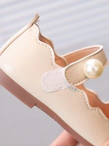 1 Pair Girls Pearl Embellished Soft Bottom Non-Slip Flat Square Toe Round Toe Fashion Versatile Princess Shoes, Suitable For Spring & Summer - Beige - View 8