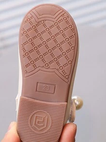 1 Pair Girls Pearl Embellished Soft Bottom Non-Slip Flat Square Toe Round Toe Fashion Versatile Princess Shoes, Suitable For Spring & Summer - Beige - View 10