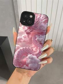 Pink Dragon Pattern Phone Case Compatible With IPhone 14 Pro - Multicolor - View 3