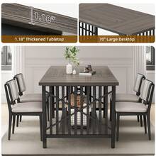 70.8Inch Large Kitchen Dining Table For 6-8 People, Farmhouse Industrial Kitchen Table With Storage,  Dinning Room Dinette Table Without Chairs - Xám - Xem 4