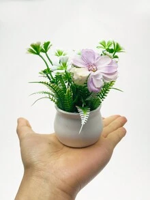 3入組4.33英寸人造盆栽假植物,塑料小盆栽百葉草假雛菊多色室內小型模擬植物裝飾用於餐桌,辦公桌,浴室架,臥室客廳裝飾,家居裝飾（附白色圓底花盆） - 3Pcs多色 - 查看 5
