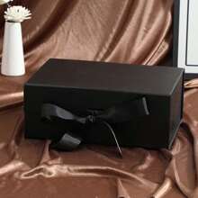 1個可摺疊的禮品盒,帶磁鐵關閉,空白黑色紙板禮品盒,適用於節日包裝、鞋子、服裝等 - 黑色 - 查看 4