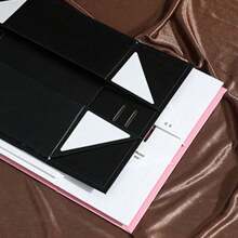 1個可摺疊的禮品盒,帶磁鐵關閉,空白黑色紙板禮品盒,適用於節日包裝、鞋子、服裝等 - 黑色 - 查看 3