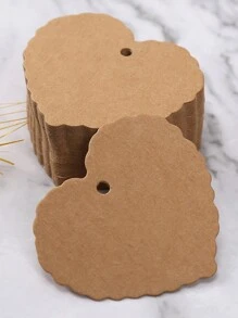100pcs Blank Kraft Paper Hang Tags With Heart Shape Thank You Message,Christmas