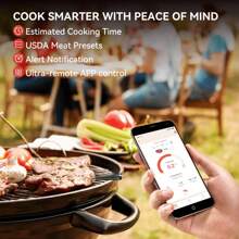 1 件专业烧烤温度计 - 智能肉类温度计，无线范围高达 100 米 - 适用于烤箱、烤架、厨房、烟熏机、烧烤配件 - 黑色 - 查看 5