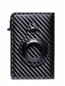 新款碳纤维侧推式 Airtag 自动弹出卡夹，适用于男士，跨境 RFID 防盗，适用于追踪器，多卡槽钱包