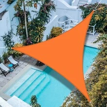 1 Set Waterproof Sun Shade Sail, Includes Stainless Steel Cable Ropes, Available In Triangle, Rectangle, Square Shapes, 98% UV Protection, Suitable For Outdoor Camping, Patio, Garden, Swimming Pool And More - Orange - View 11