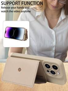 1件装多功能肩带PU皮革手机壳，带卡槽，兼容 17 Pro Max、17 Pro、17 Air等。 - 米色 - 查看 5