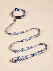 1pc Leash & 1pc Collar Printed Pet Leash Set For Walking Small & Medium Size Dogs - Multicolor - View 2