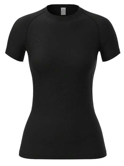 Camiseta básica de mujer de secado rápido, alta elasticidad para fitness, yoga y running