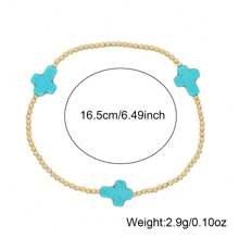 1入組波西米亞風銅珠彈性手鏈,十字小珠手工鏈條優雅時尚友誼禮物首飾 - 彩色 - 查看 6