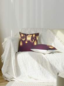 1pc Festival Star & Moon Light Print Pillowcase