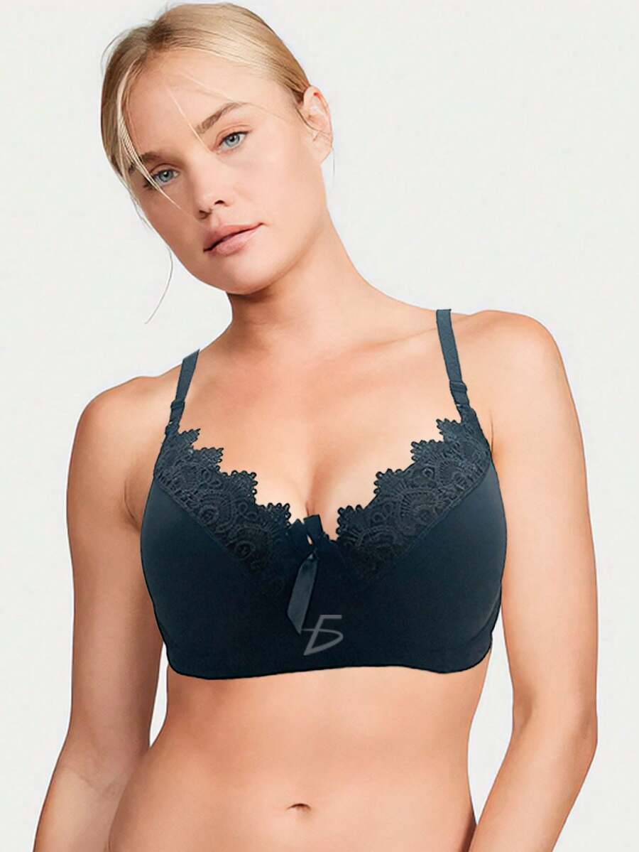 Brasier Sujetador con Encaje de Copa Completa Diferentes Colores - Rosa Fucsia - Ver 1