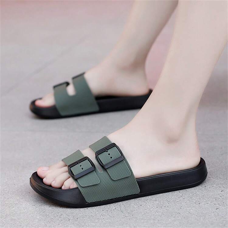 男款戶外拖鞋夏季沙灘涼鞋家居拖鞋舒適平底時尚室內拖鞋 - 綠色 - 查看 2
