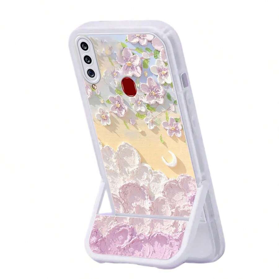 Funda Suave con Soporte Invisible, Protector Completo Antigolpes, Funda para Samsung A20S - Flores rojas - Ver 1