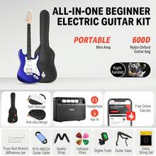 Donner Electric Guitar DST-100 39 Inch Full Size Guitar Kit 5 Ways Pickup Switches 2 Tones & Volume Controls Solid Body Multicolor For Beginner Starter In Muscic Studio At Home Band Show With Bundle Kit Amplifier, Bag, Capo, Strap, String, Tuner, Cable, Picks - Royal Blue - View 2