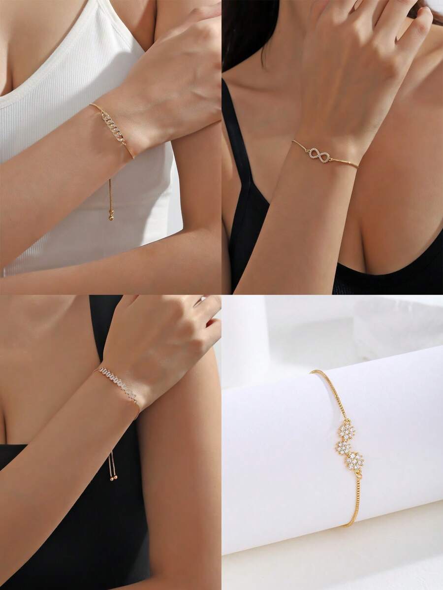 Bracelet Femme Fleur Papillon - 2 Pièces Alliage Métal | Accessoire Élégant Haut Du Bras