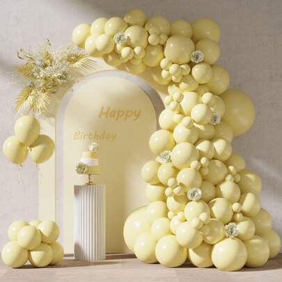 87PCS Set Of Light Yellow Balloons, Assorted Sizes (18/12/10/5 Inch) Garland Arch Shape, Premium Latex Balloons, Suitable For Birthday Parties, Weddings, Baby Showers, And Bridal Showers Decorations