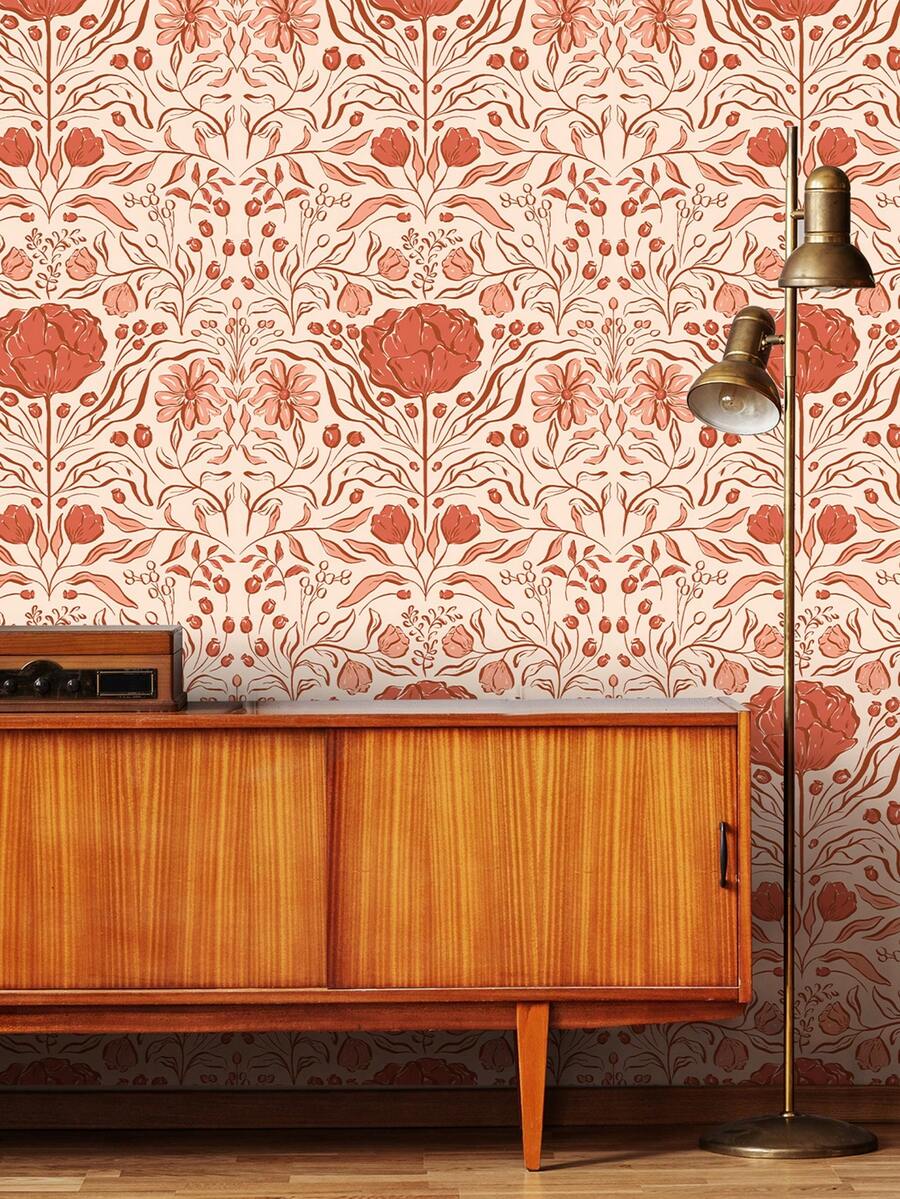 17.7in*78.7in*1pc Art Nouveau Plant Leaf Wallpaper/Peel And Stick