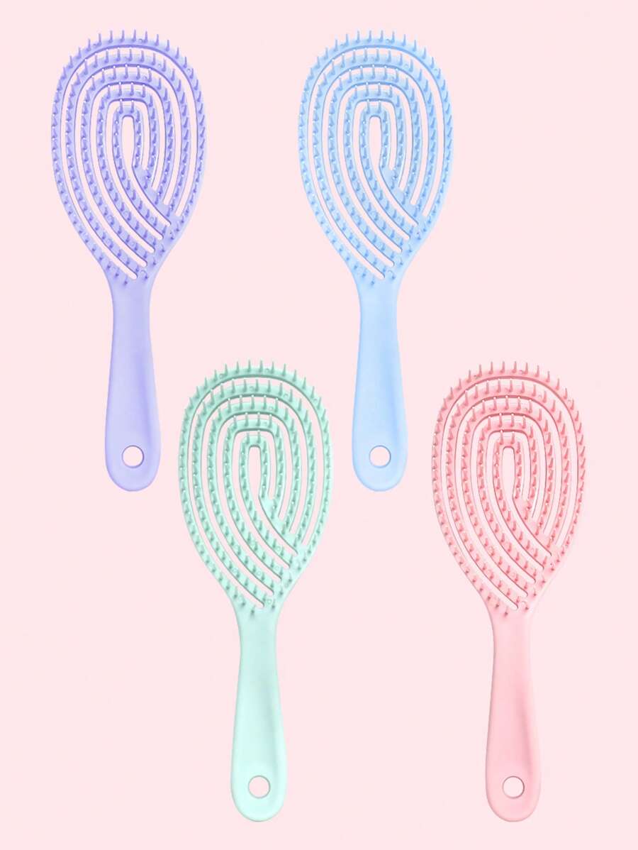 1支通風解結梳,更快吹乾,女用彎形通風造型梳,可濕乾兼用中空髮梳,多種顏色可選 - 彩色 - 查看 1