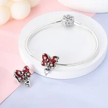 1 chiếc vòng cổ mặt dây chuyền hình trái tim lấp lánh màu bạc cổ điển tráng men đỏ phong cách công chúa hạt trang sức làm đồ trang sức cho phụ nữ quà tặng cho con gái ngày lễ tình nhân - Bạc - Xem 2