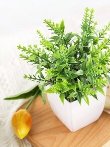 4株仿真迷你尤加利树，假盆栽，适用于家居、办公室、农舍、浴室、书桌装饰，室内礼品、生日/毕业礼物、花园装饰、户外植物、园艺、人造花 - 綠色 - 查看 7