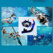 Face Mask Diving Goggles Deep Sea Suit Full Tempered Glass Dry Diving Glasses - Blue - View 2