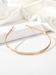 街头风单件装女士简约纯金色优雅发箍，金色头饰，发带，发箍发箍发饰 - 金色 - 查看 3