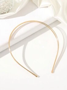 街头风单件装女士简约纯金色优雅发箍，金色头饰，发带，发箍发箍发饰 - 金色 - 查看 5