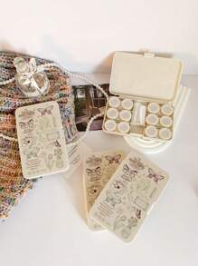 XIANG YU 创意6件套带镜子和简约文字彩色隐形眼镜护理盒，隐形眼镜盒，镜片容器 - 6件套裝 - 查看 8