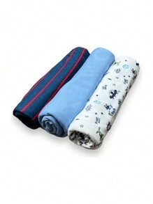 Set De 3 Sabanas Bebe Recién Nacido - Azul Naves - Ver 1